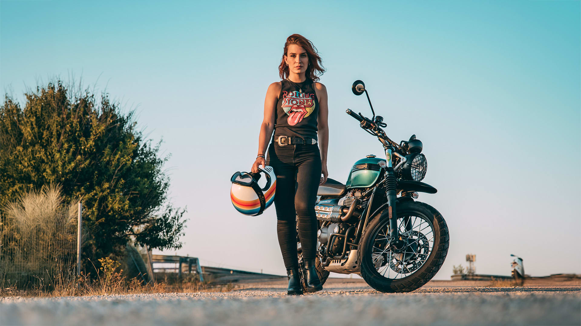 Girl on triumph motorcycle sales